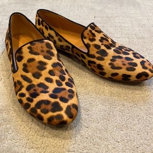J. Crew factory leopard calf hair loafers size 10